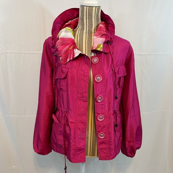 Vintage reversible pink button jacket floral solid - Picture 11 of 15